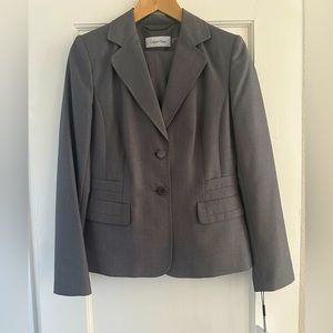 Calvin Klein Suit Blazer and dress pants size 6 new with tags charcoal gray